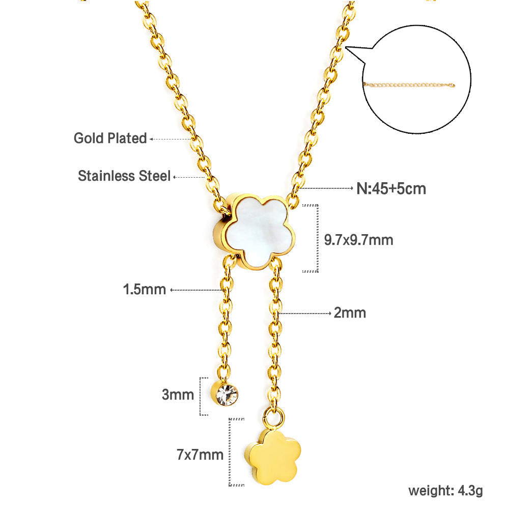 shell peach blossom + peach blossom accessories with diamond pendant necklace