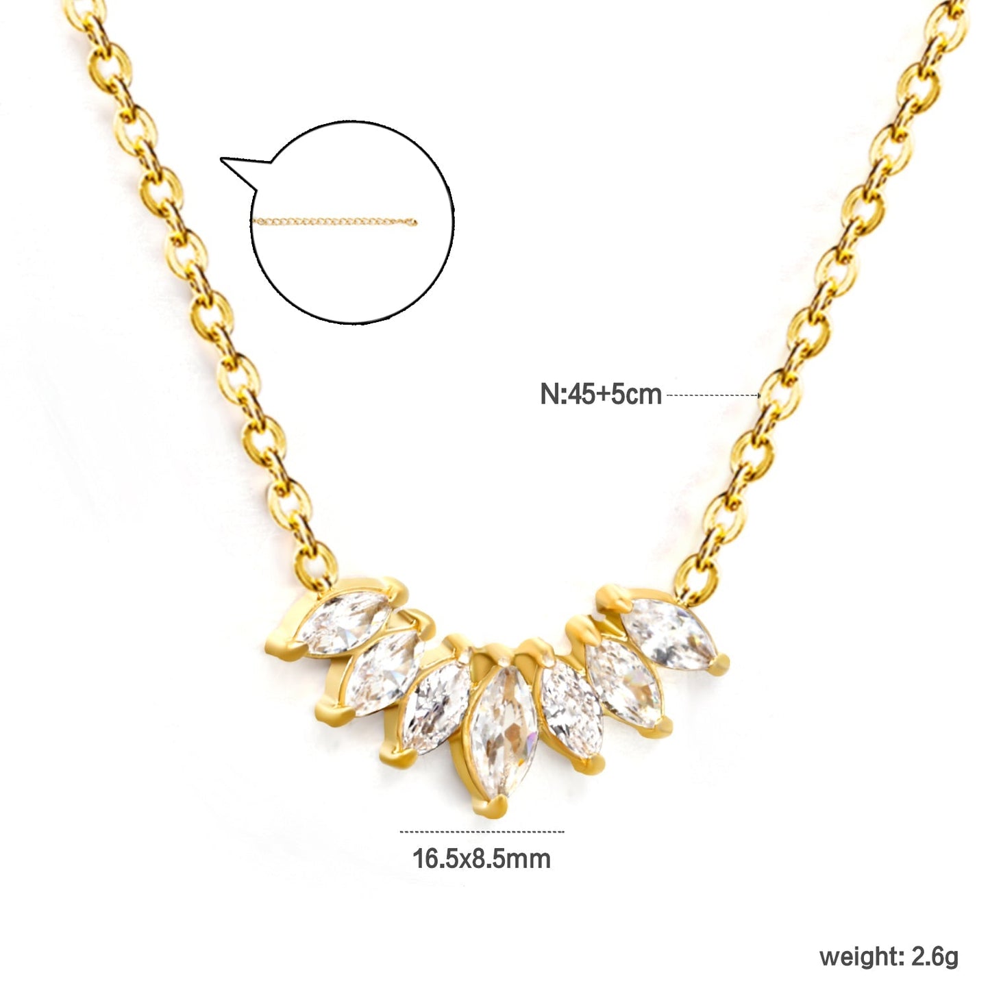 diamond with white zirconium pendant necklace
