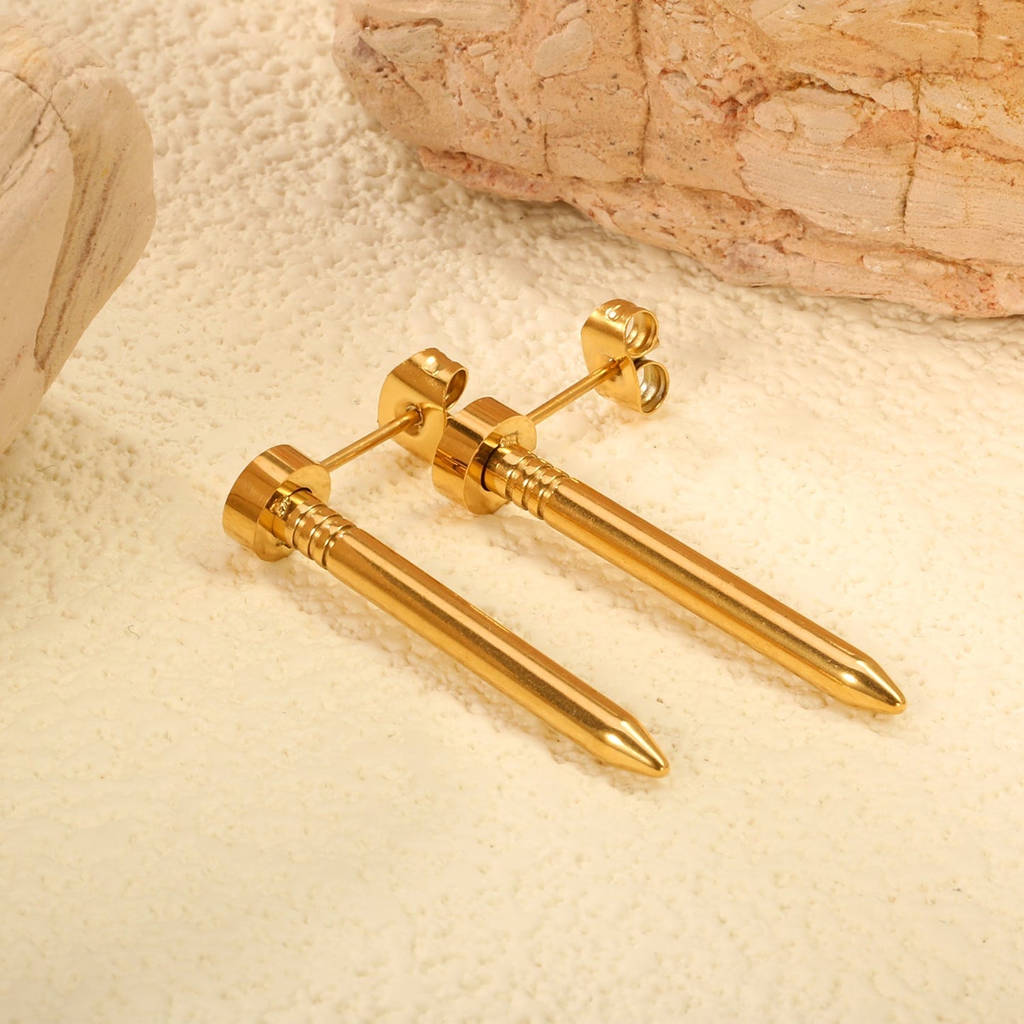 6*30mm stud earrings golden
