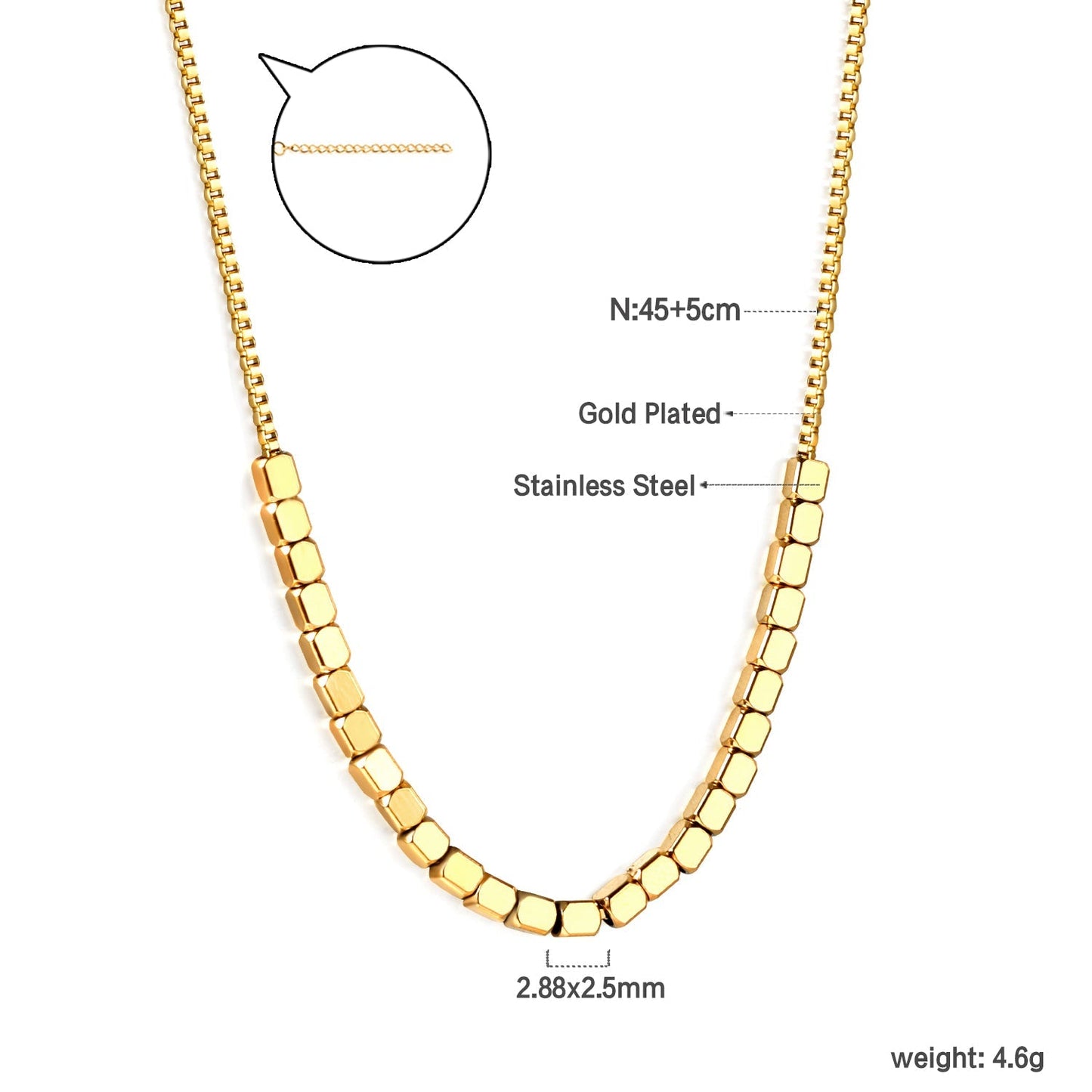 small square accessories 2.8*2.5mm necklace