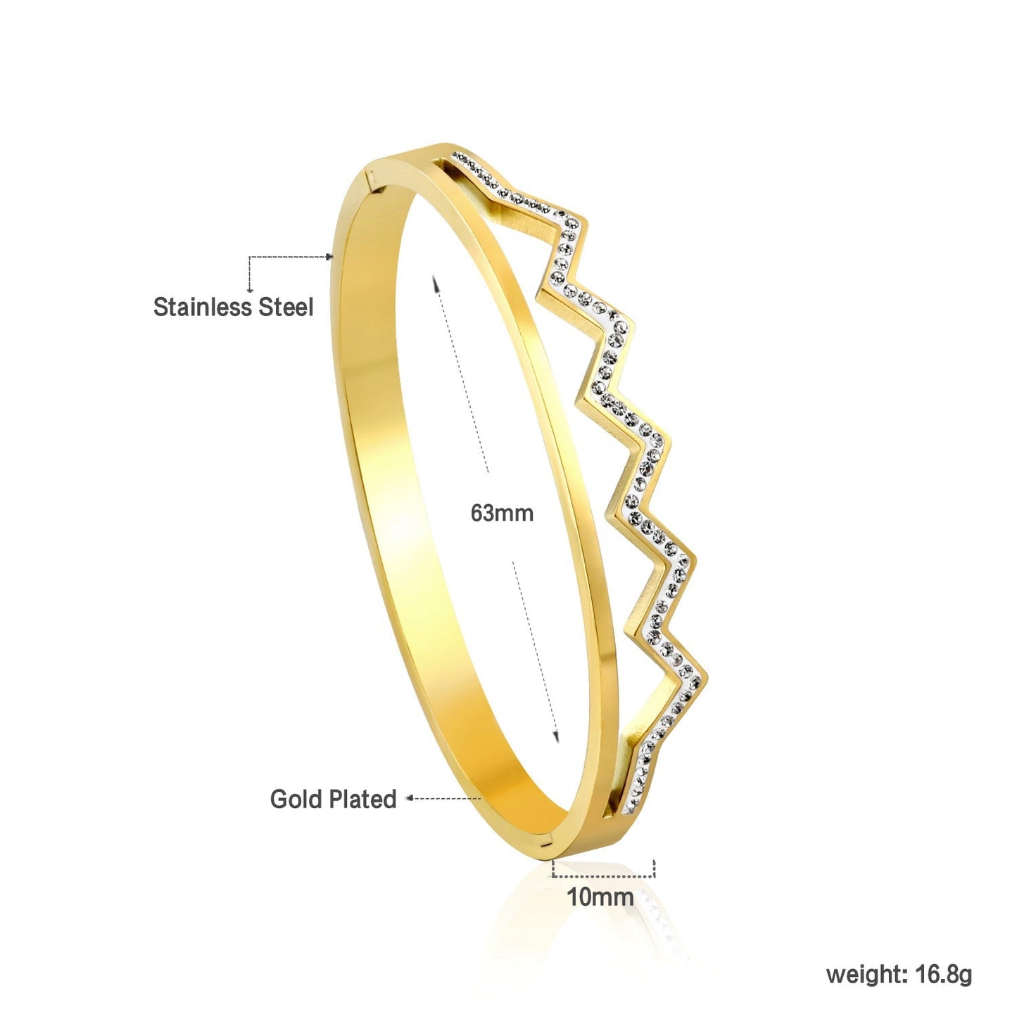 wavy, diamond-studded hard bracelet like a crown