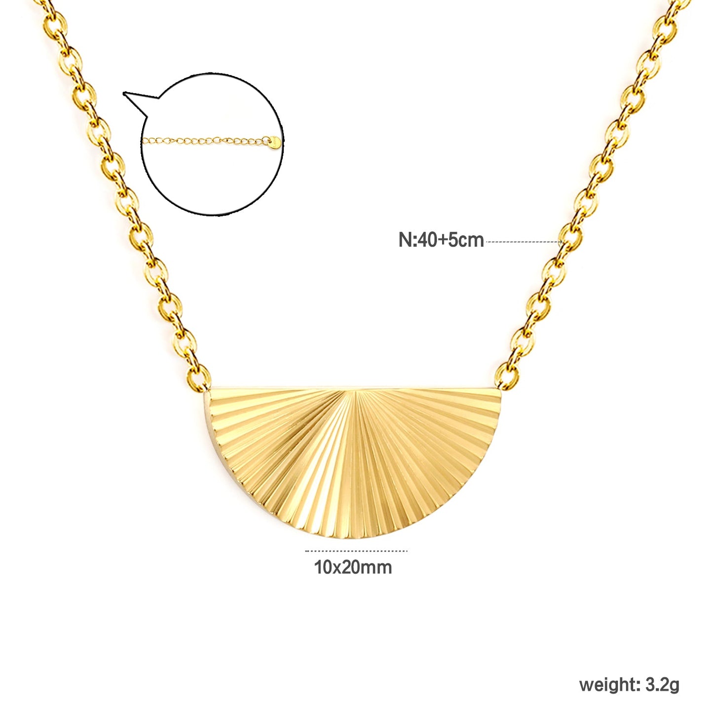 semi-round engraved shiny necklace