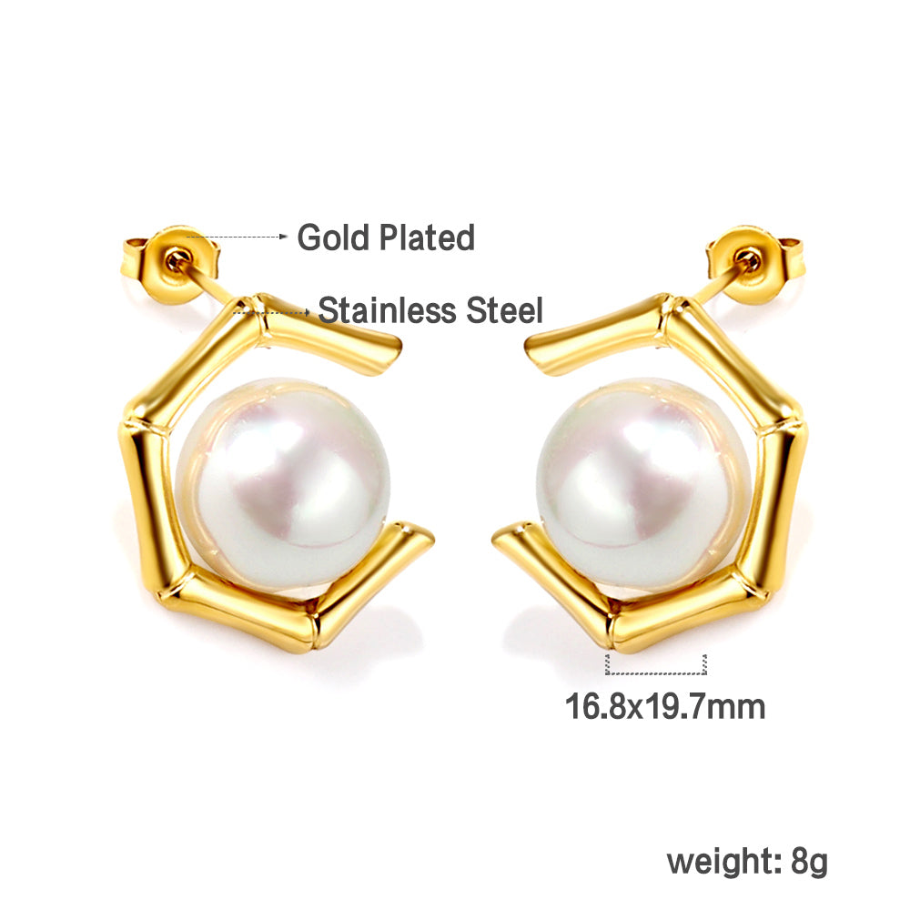 pentagonal + white pearl earrings