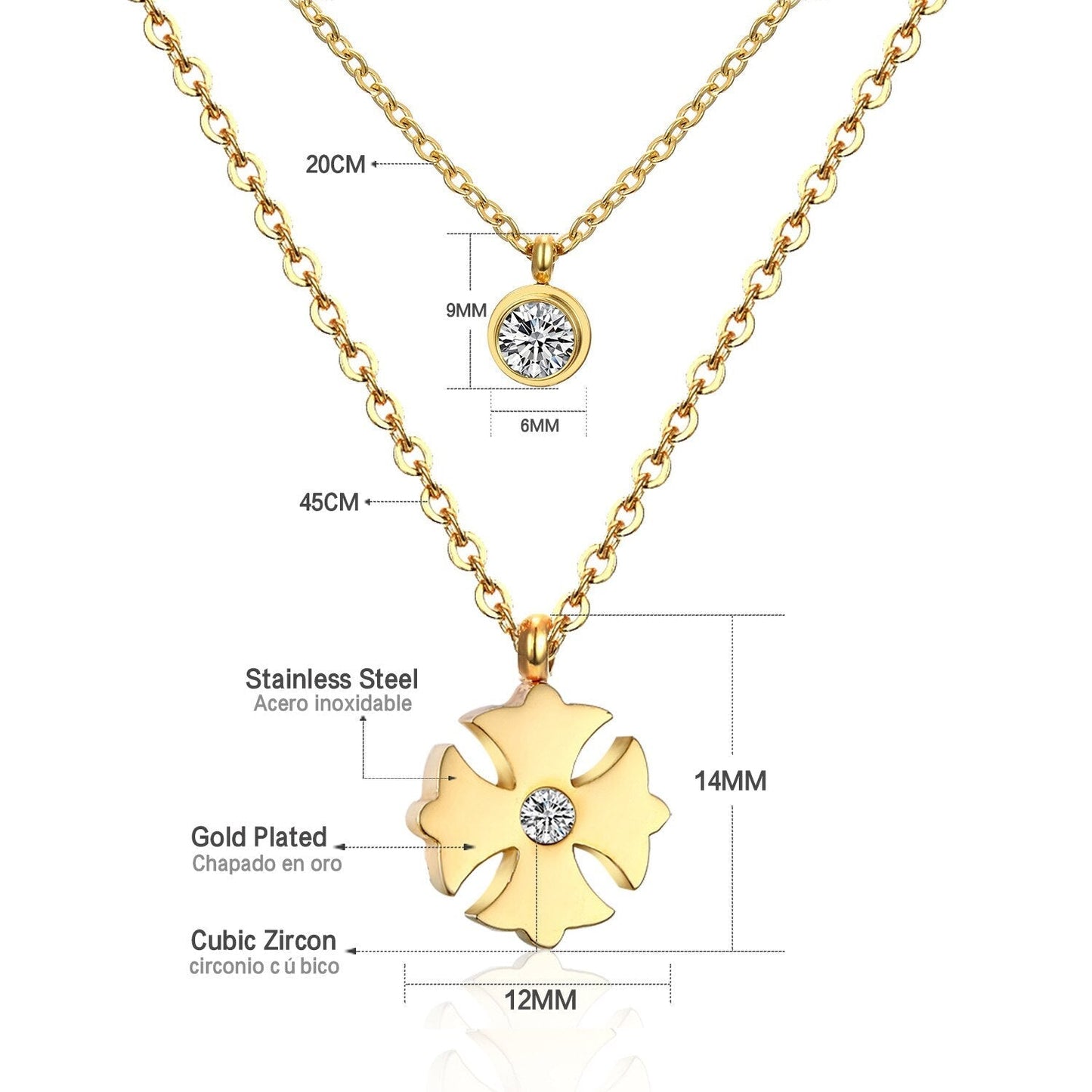 double layer chain pendants necklaces for women