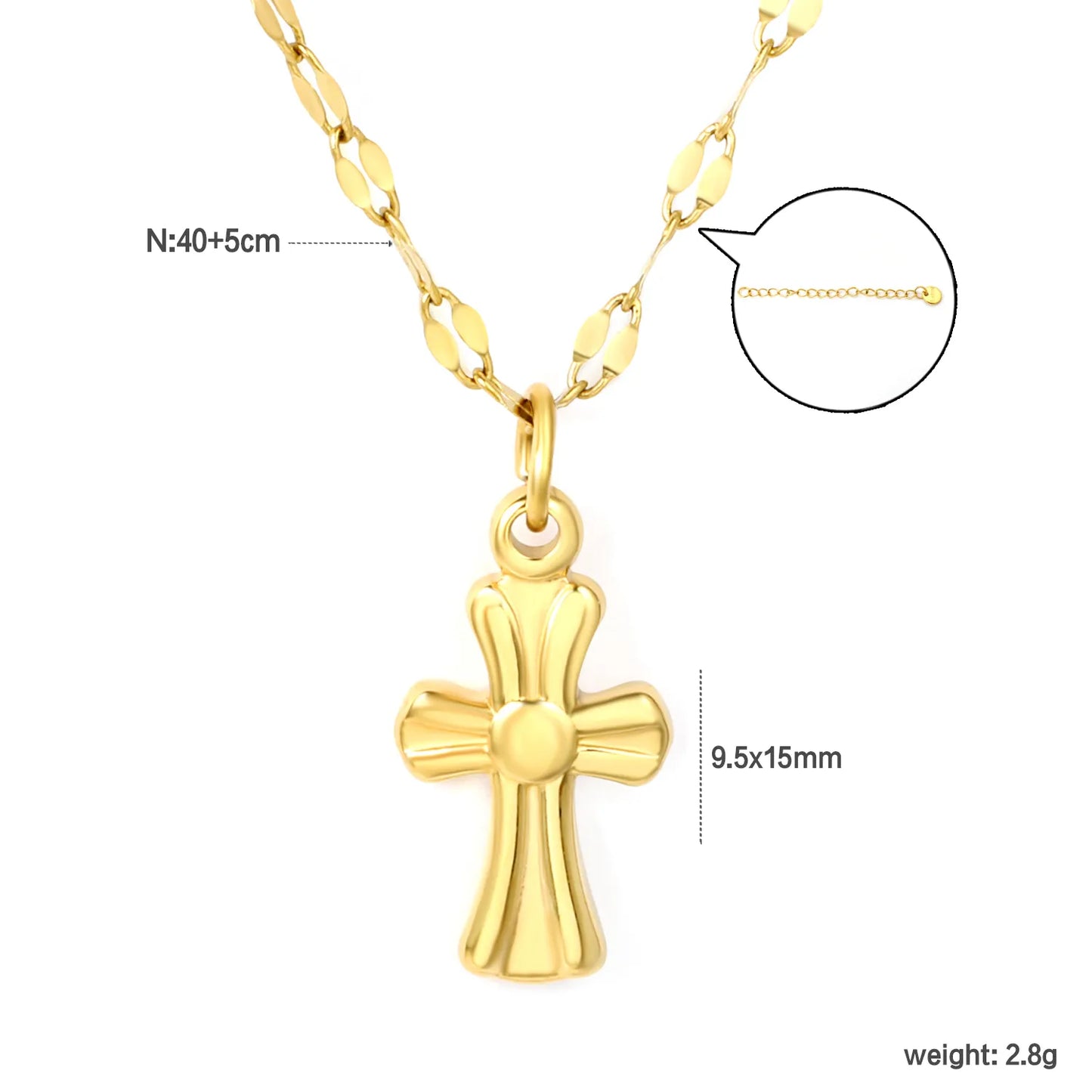 gold stainless steel vintage cross necklace