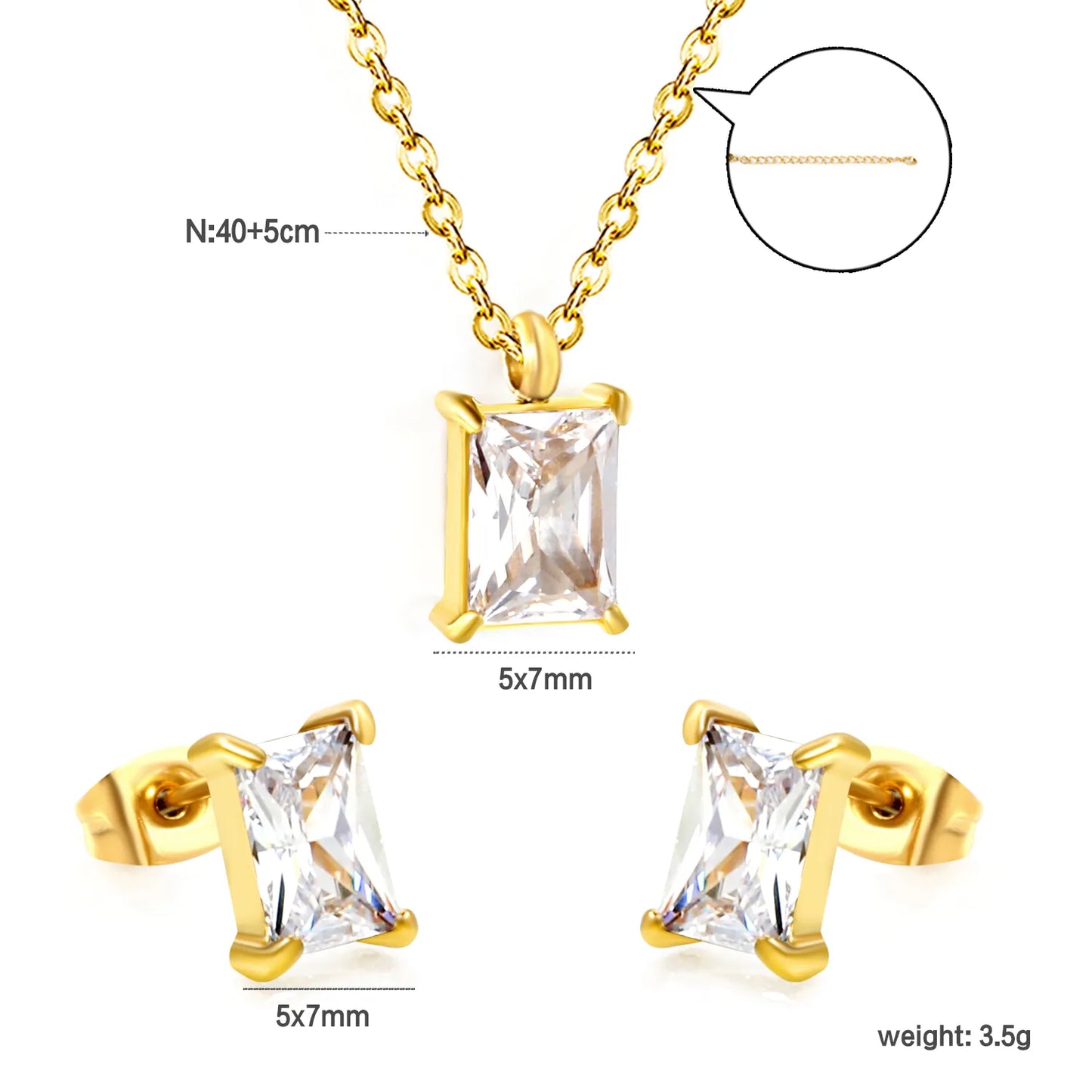 18k gold zircon with six shape jewelry set