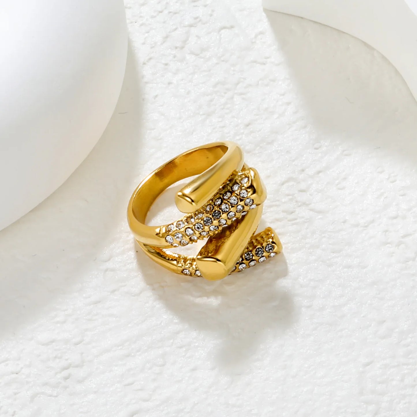 gold stainless steel double v-cross ring