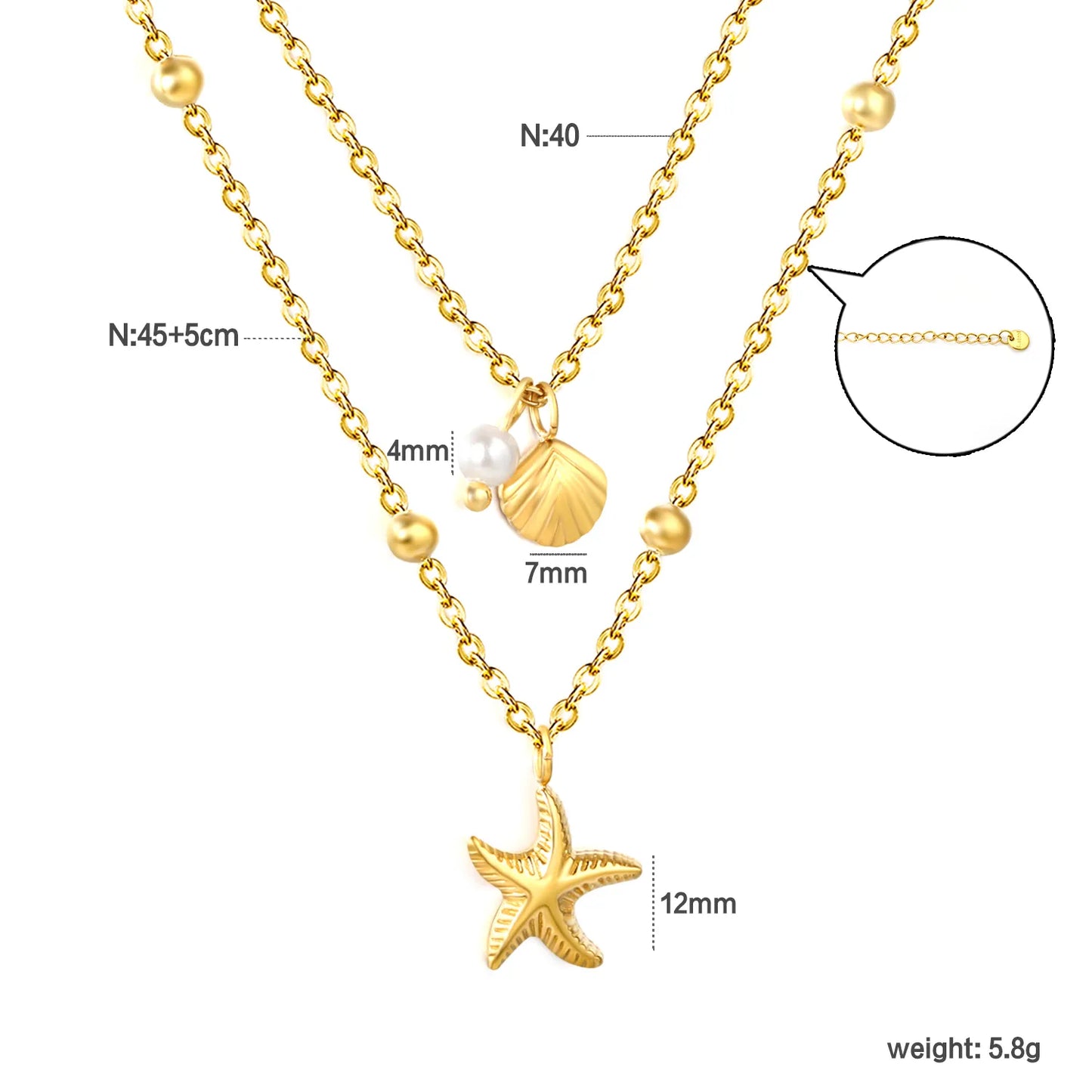 gold plated 2-layer beach necklace