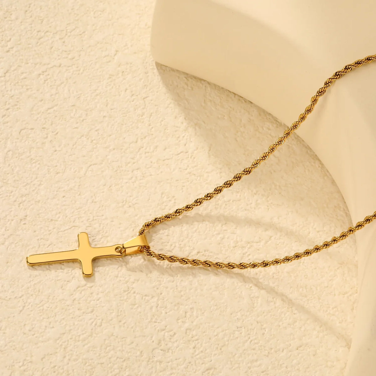 gold cross pendant rope chain necklace