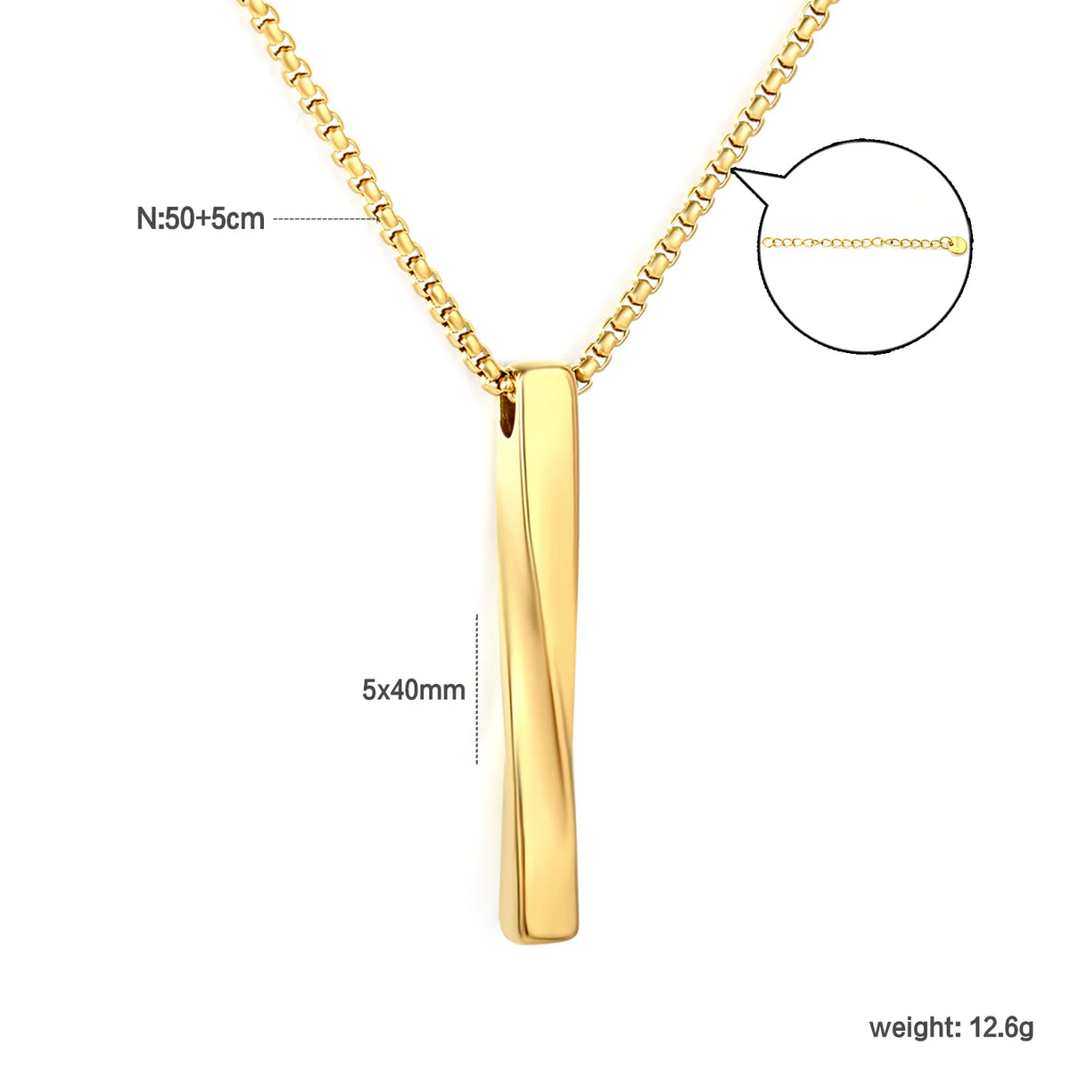 18k gold plated minimalist twisted vertical bar pendant necklace