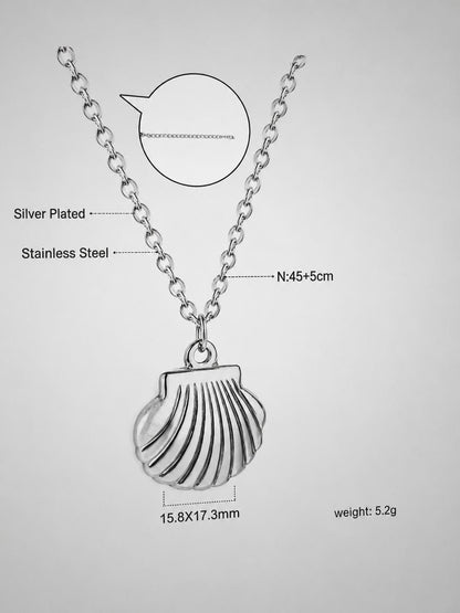 Ocean Shell Conch Moon Heart Star Layered Silver Necklace