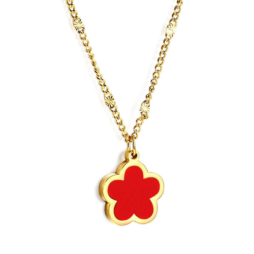 peach blossom shape with white shell pendant necklace 45+5cm