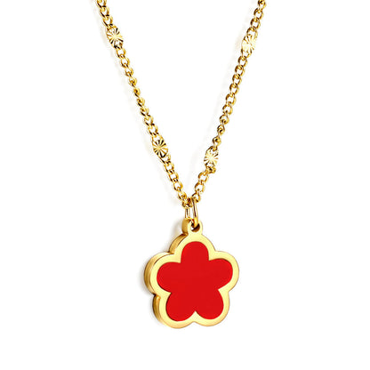 Peach Blossom Shape with White Shell Pendant Necklace 45+5cm
