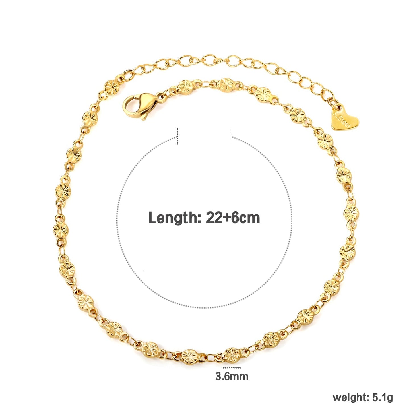embossed round cake accessory anklet