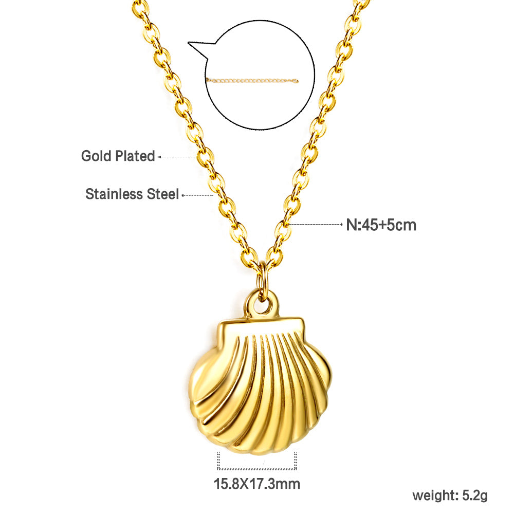 18k pvd gold plated ocean shell conch moon heart star layered necklace