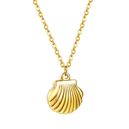 18k Pvd Gold Plated Ocean Shell Conch Moon Heart Star Layered Necklace