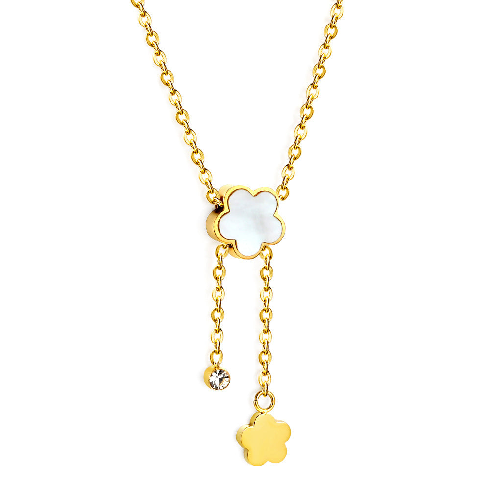 shell peach blossom + peach blossom accessories with diamond pendant necklace