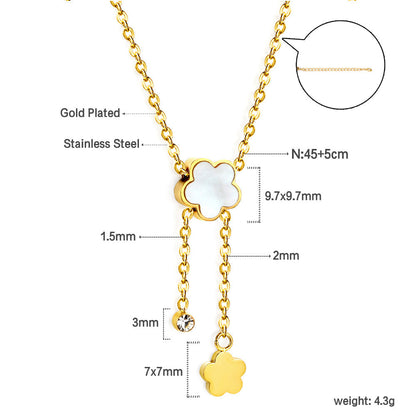 Shell Peach Blossom + Peach Blossom Accessories with Diamond Pendant Necklace