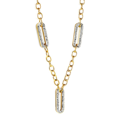 3 long circle with edge white clay diamond pendant necklace