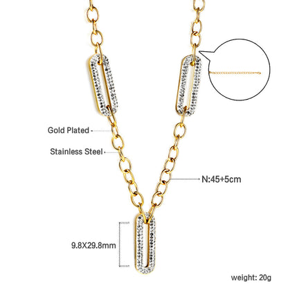 3 long circle with edge white clay diamond pendant necklace