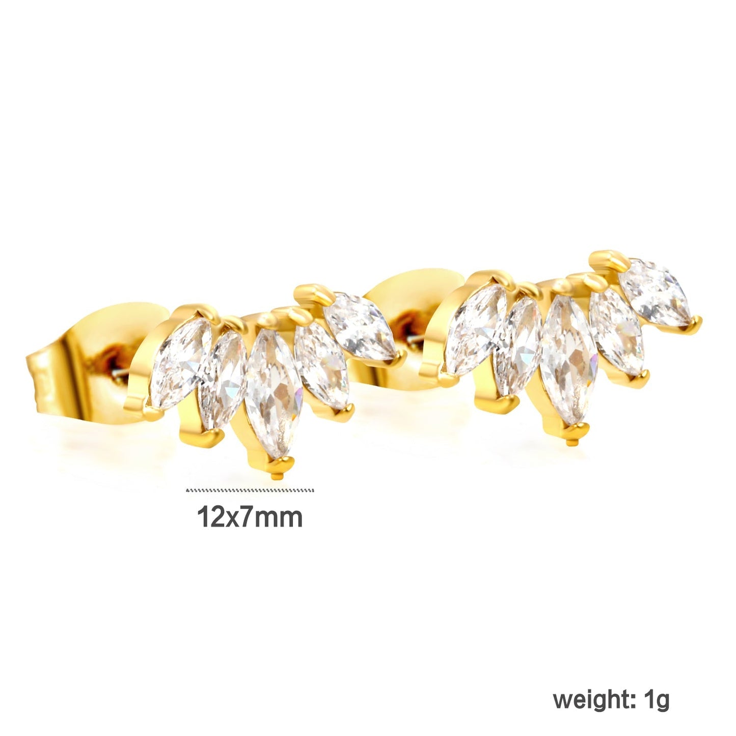 12*7mm size diamond with white zirconium earrings