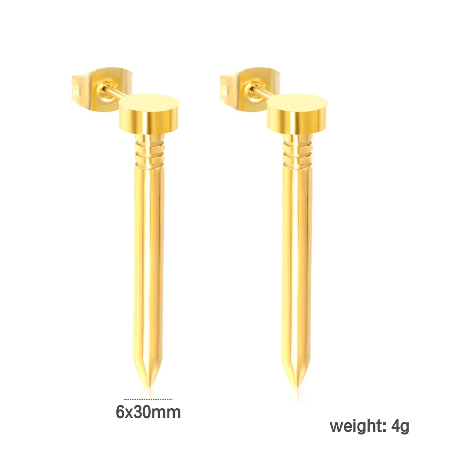 6*30mm stud earrings golden