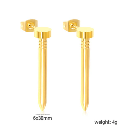 6*30mm stud earrings golden