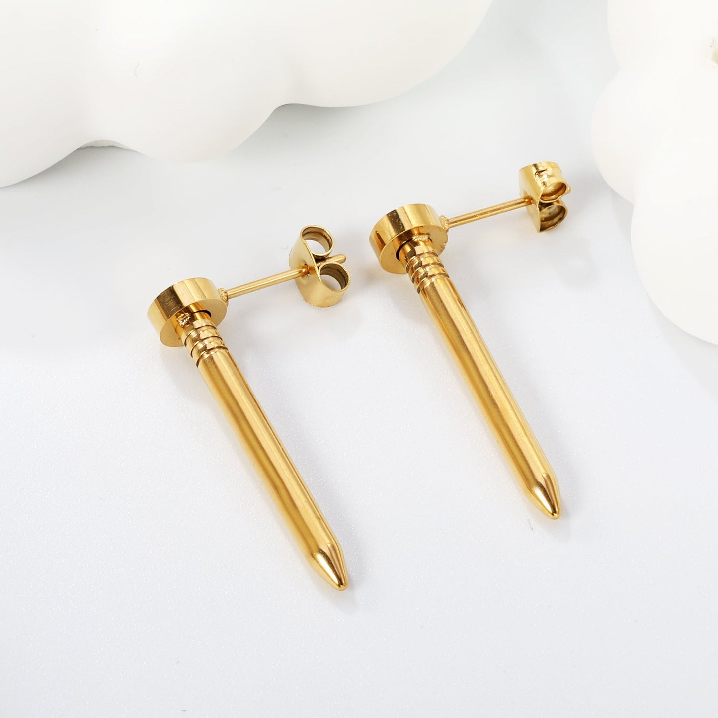6*30mm stud earrings golden
