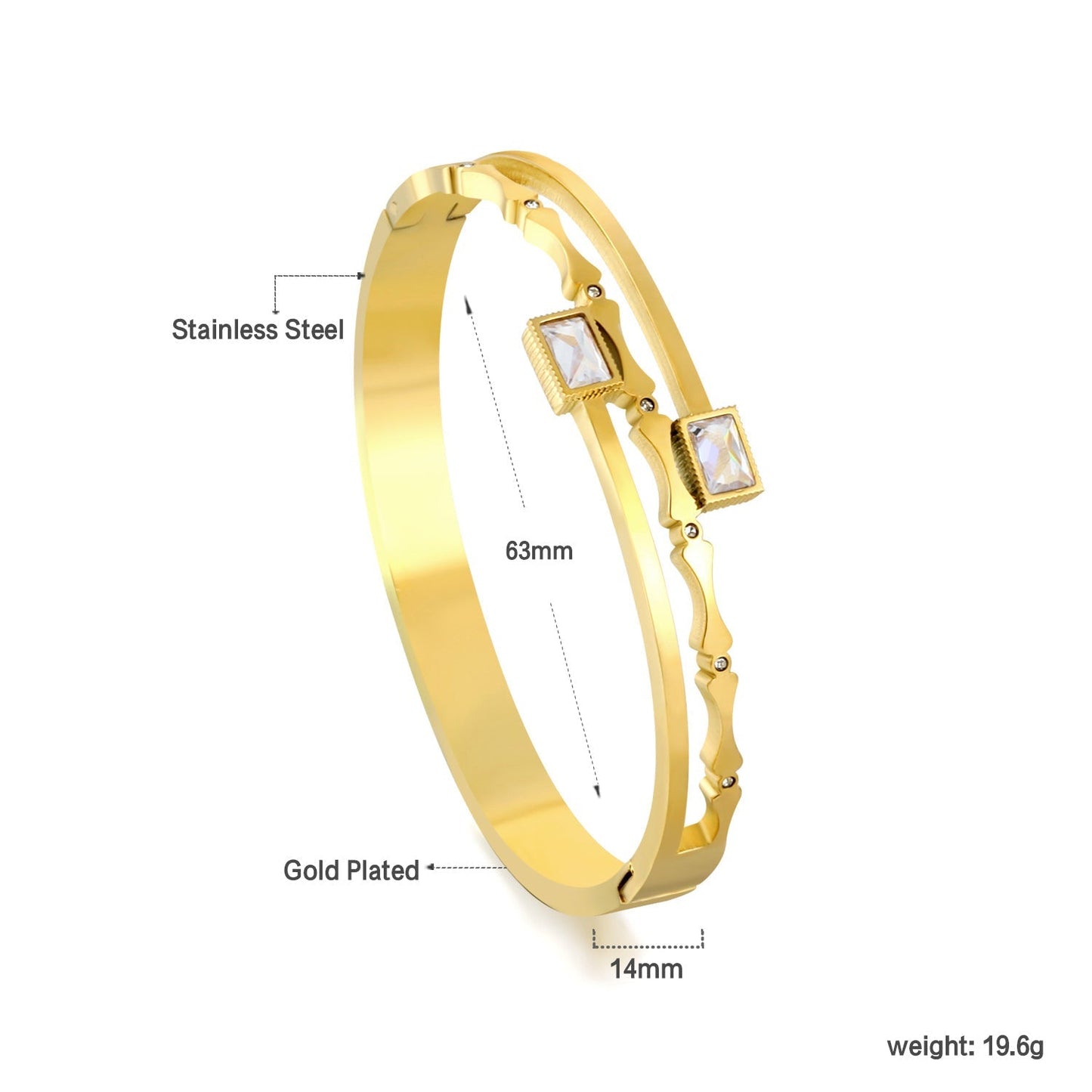personalized bamboo bracelet with 2 diamonds