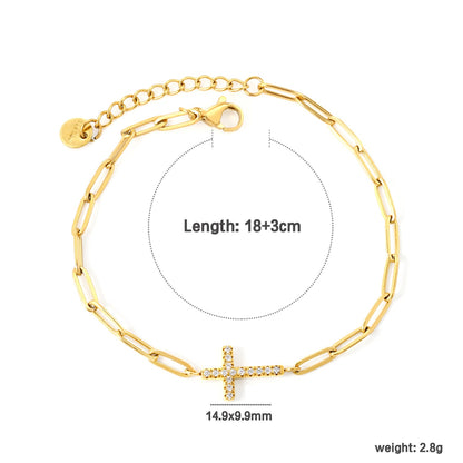 14.9mm Cross Pendant Bracelet | Gold-Tone Stainless Steel
