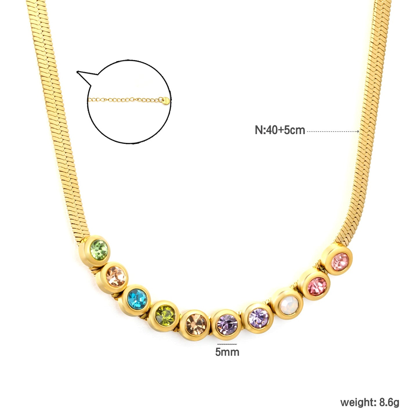 colorful cubic zirconia smile necklace