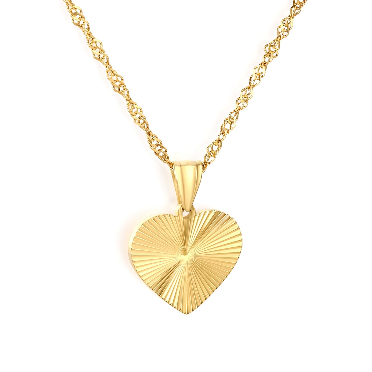 gold tone stainless steel heart pendant necklace