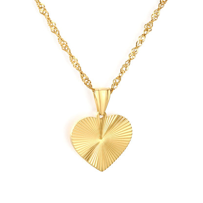 Gold Tone Stainless Steel Heart Pendant Necklace