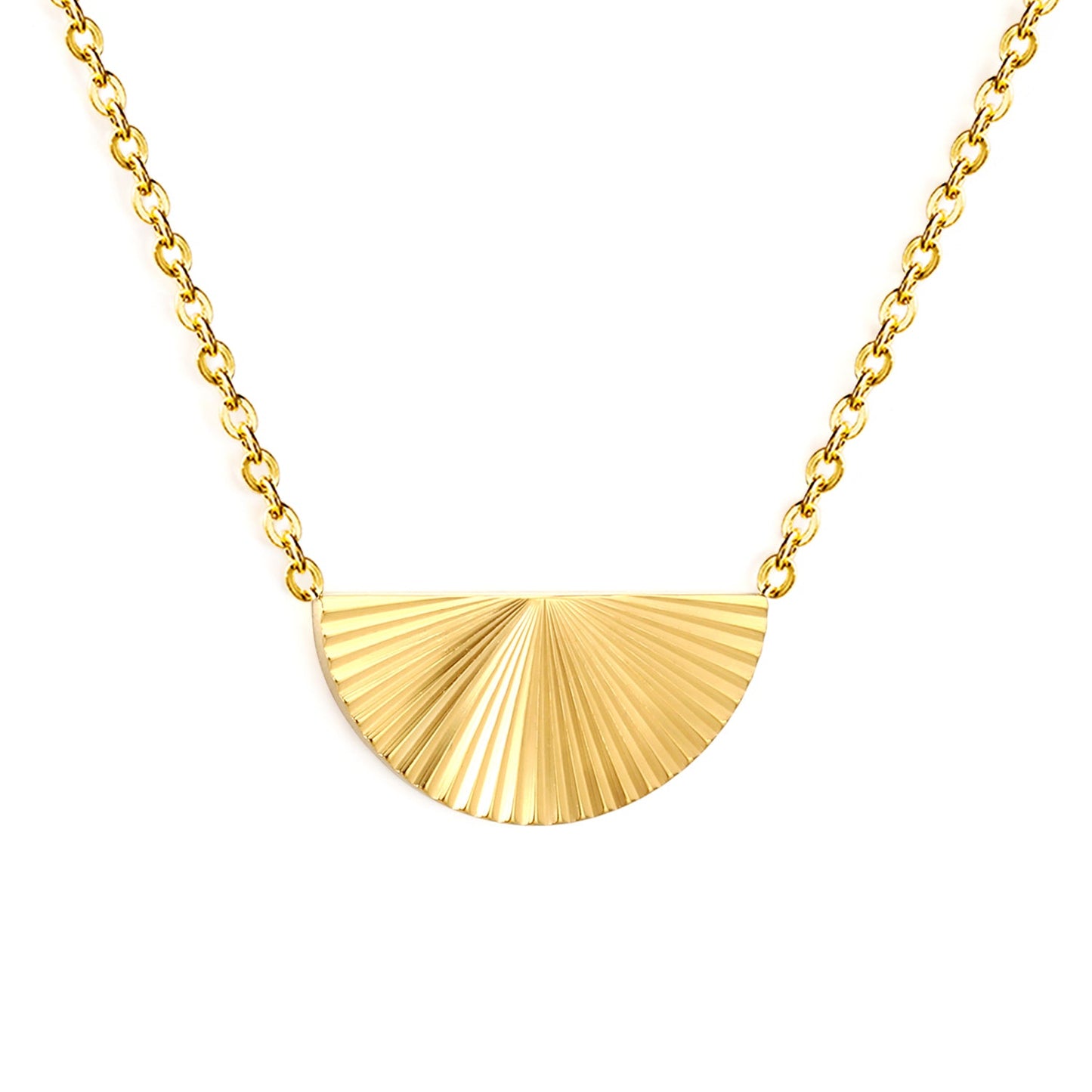 semi-round engraved shiny necklace