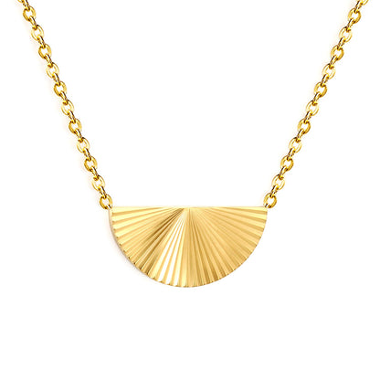 Semi-Round Engraved Shiny Necklace