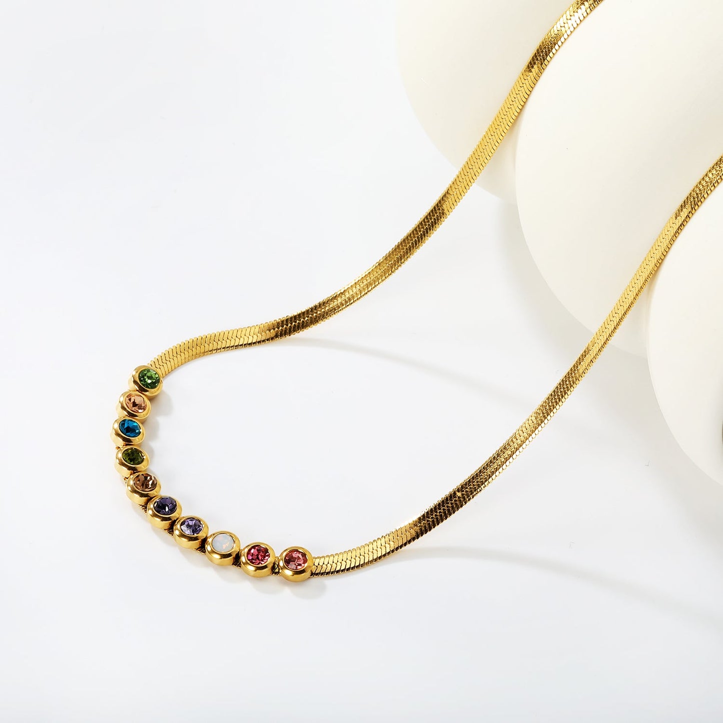 colorful cubic zirconia smile necklace