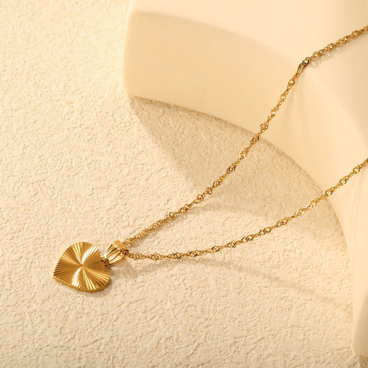 Gold Tone Stainless Steel Heart Pendant Necklace
