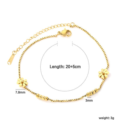 steel beads seven petal flowers anklet