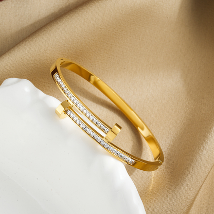White Zircon Gold Bracelet