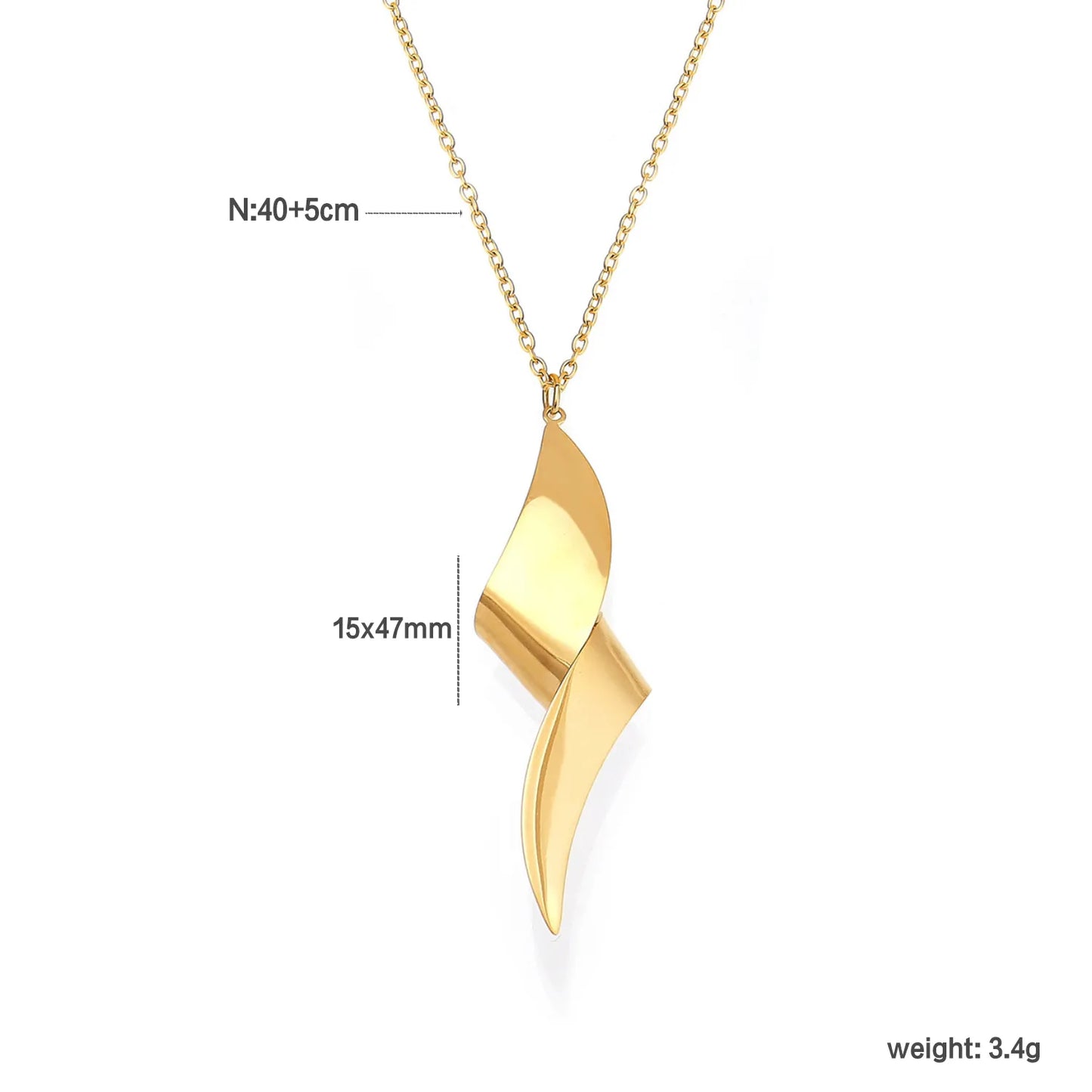 sculptural twisted wave pendant necklace