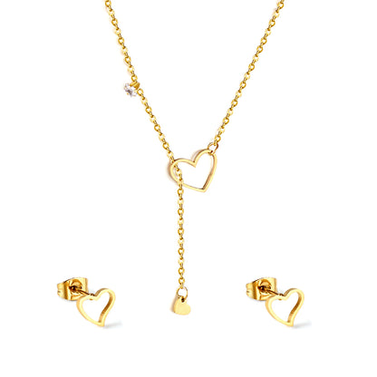 18K Gold Plated Necklace and Stud Earrings Set