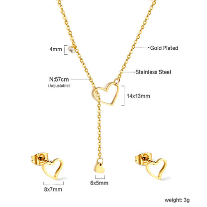 18K Gold Plated Necklace and Stud Earrings Set