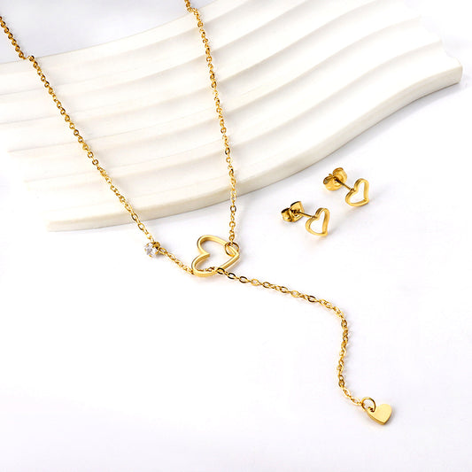 18K Gold Plated Necklace and Stud Earrings Set