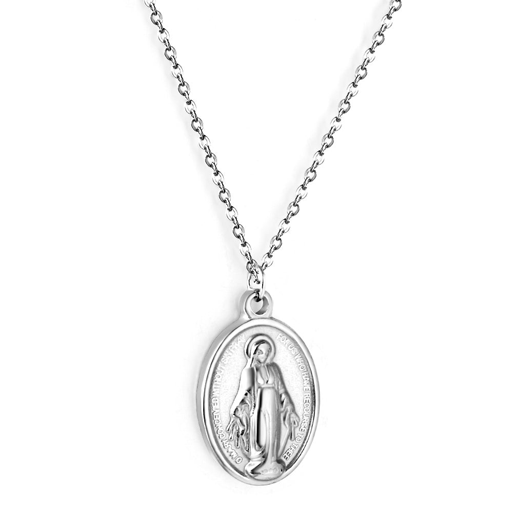 oval accessories with madonna pattern enamel girls jewelry necklace