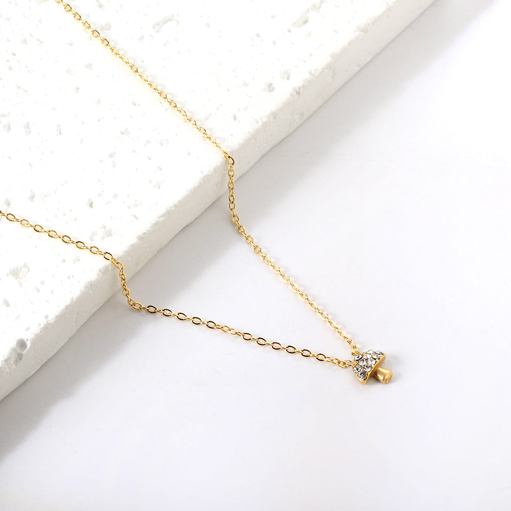 mushroom pendant with diamond necklace 43+5cm