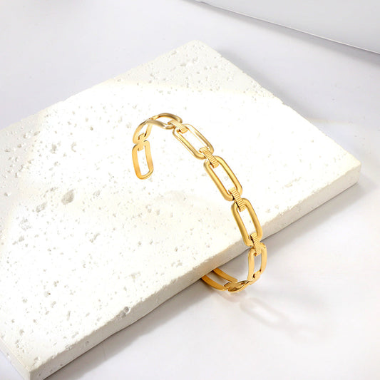 Chain Hard Bracelet with Hollow Opening