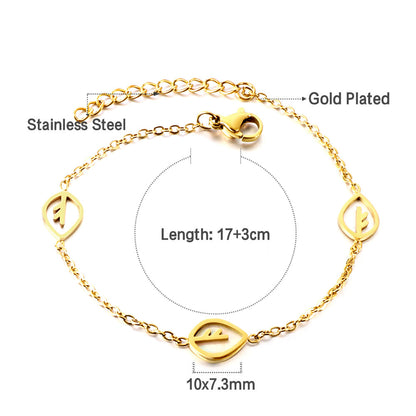 2 Leaves Hollow+A White Shell Leaves Accessories Golden Bracelet