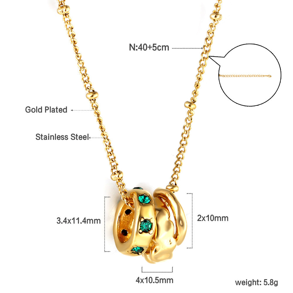 three irregular circles pendant necklace