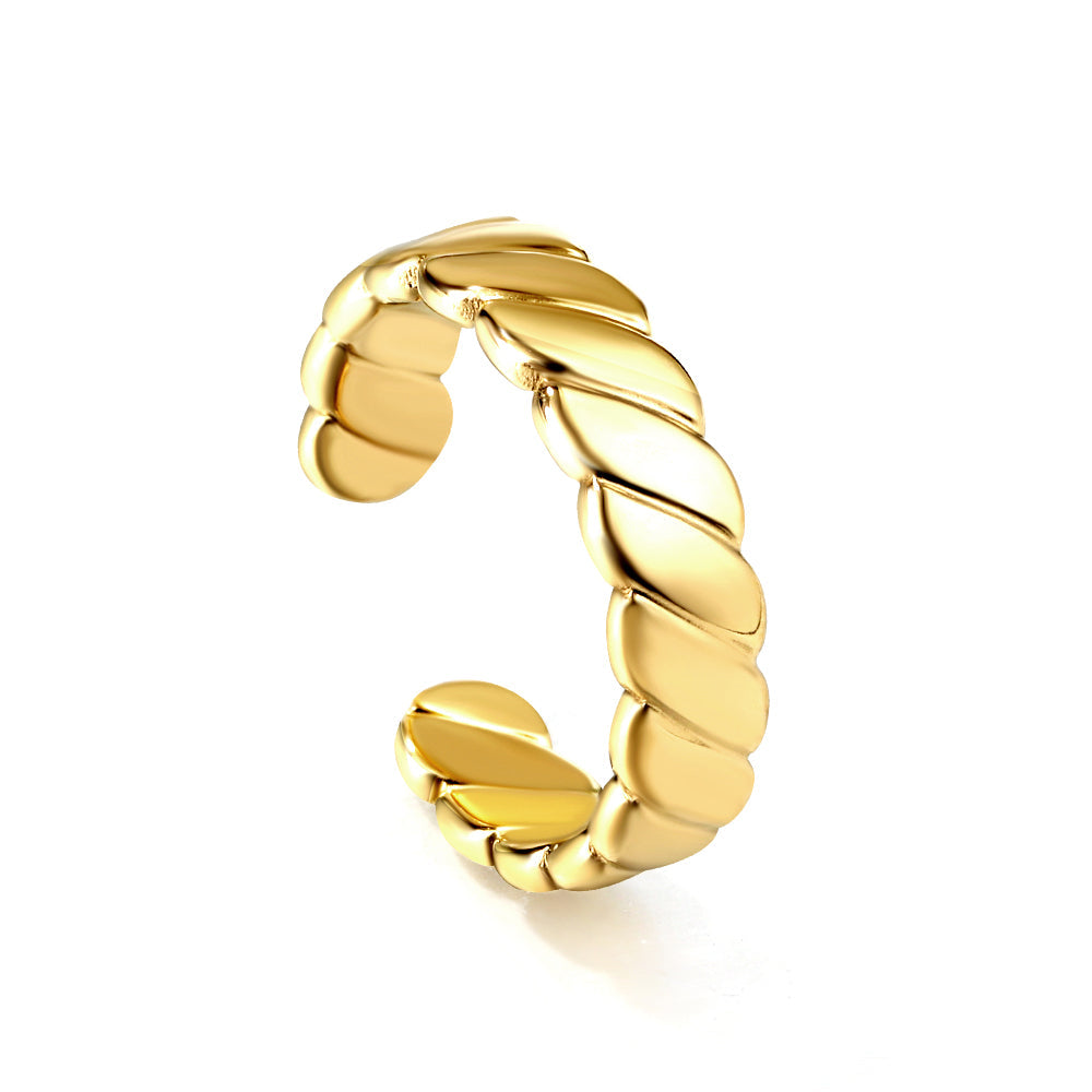 simple solid color twist stripes colorfast stainless steel ring