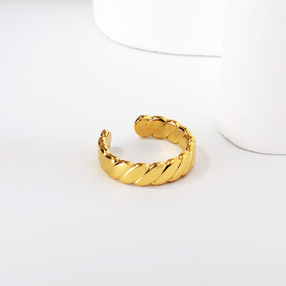 simple solid color twist stripes colorfast stainless steel ring